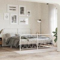 Berkfield Home Metal Bed Frame without Mattress with Footboard White 183x213cm | Size: 183x213 cm