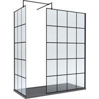 Balterley 8mm Glass Wetroom Screens Frame Design & Tray 1700 x 800mm in Black