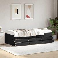 Berkfield Home Daybed with Drawers without Mattress Black 75x190 cm Small Single