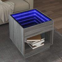 Berkfield Home Coffee Table with Infinity LED Grey Sonoma 50x50x50 cm | Size: 50 x 50 x 50 cm