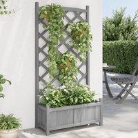 Berkfield Home Planter with Trellis Grey Solid Wood Fir