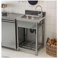 Living and Home Stainless Steel One Compartment Commercial Kitchen Sink Bottom Grids in Silver