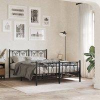 Berkfield Home Metal Bed Frame without Mattress with Footboard Black 135x190cm | Size: 135x190 cm