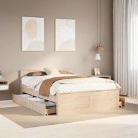 Berkfield Home Bed Frame without Mattress with Headboard 140x190 cm Solid Wood Pine in Brown
