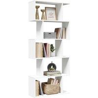 Room Divider Bookcase 5-Tier White 70x24x161 cm Engineered Wood