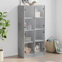 Berkfield Home Highboard with Doors Concrete Grey 68x37x142 cm Engineered Wood | Size: 68 x 37 x 142 cm