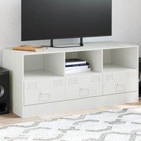 Berkfield Home TV Cabinet White 99x39x44 cm Steel | Size: 99 x 39 x 44 cm