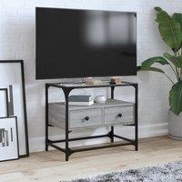 Berkfield Home TV Cabinet with Glass Top Grey Sonoma 60x35x51 cm Engineered Wood | Size: 60 x 35 x 51 cm