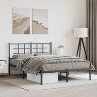 Berkfield Home Metal Bed Frame without Mattress with Headboard Black 135x190cm | Size: 135x190 cm
