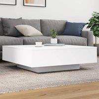 Berkfield Home Coffee Table with LED Lights White 100x100x31 cm | Size: 100 x 100 x 31 cm