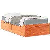 Bed with Mattress Wax Brown 90x190 cm Single Solid Wood Pine