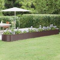 Berkfield Home Garden Raised Bed Powder-coated Steel 440x80x36 cm Brown | Size: 440 x 80 x 36 cm