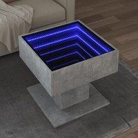 Berkfield Home Coffee Table with LED Concrete Grey 50x50x45 cm Engineered Wood | Size: 50 x 50 x 45 cm