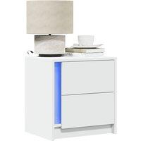 Berkfield Home Bedside Cabinet with LED Lights White Engineered Wood