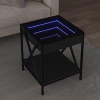 Berkfield Home Coffee Table with Infinity LED Black 40x40x49 cm | Size: 40 x 40 x 49 cm