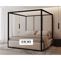 HOB Furniture Royal Washington Poster Bed, Luxury French Velvet, Cream | Size: King