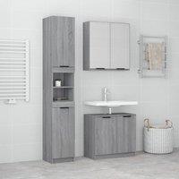 3 Piece Bathroom Cabinet Set Grey Sonoma Engineered Wood