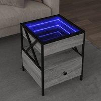 Berkfield Home Coffee Table with Infinity LED Grey Sonoma 40x40x51 cm | Size: 40 x 40 x 51 cm