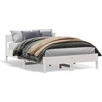 Bed Frame without Mattress White 150x200 cm King Size Solid Wood Pine