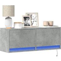 Berkfield Home TV Wall Cabinet with LED Lights Concrete Grey 100x31x35 cm | Size: 100 x 31 x 35 cm