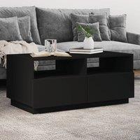 Berkfield Home Coffee Table with LED Lights Black 90x49x40 cm | Size: 90 x 49 x 40 cm