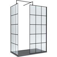Balterley 8mm Glass Wetroom Screens Frame Design & Tray 1400 x 900mm in Black