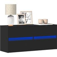 TV Wall Cabinet with LED Lights Black 100x31x45 cm