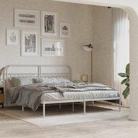 Berkfield Home Metal Bed Frame without Mattress with Headboard White 183x213cm | Size: 183x213 cm