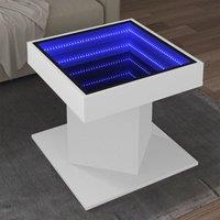 Berkfield Home Coffee Table with LED White 50x50x45 cm Engineered Wood | Size: 50 x 50 x 45 cm