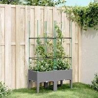 Berkfield Home Garden Planter with Trellis Light Grey 80x40x142.5 cm PP