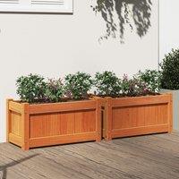 Berkfield Home Garden Planters 2 pcs Wax Brown Solid Wood Pine