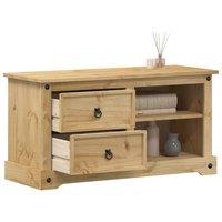 Berkfield Home TV Cabinet Corona 100x40x52 cm Solid Wood Pine in Brown | Size: 100 x 40 x 52 cm