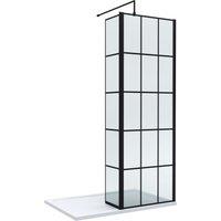 Balterley 8mm Glass Wetroom Screen & Return Black Framed & Tray 1200 x 800mm