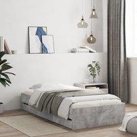Berkfield Home Bed Frame with Drawers without Mattress Concrete Grey 75x190 cm Small Single