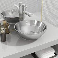 Berkfield Home Wash Basin 32.5x14 cm Ceramic Silver