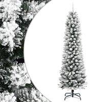 Berkfield Home Artificial Slim Christmas Tree with Flocked Snow 210 cm PVC&PE in White