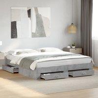 Berkfield Home Bed Frame with Drawers without Mattress Concrete Grey 180x200 cm Super King