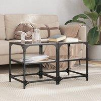Berkfield Home Coffee Tables with Black Glass Top 2 pcs 40x40x45 cm Steel | Size: 40 x 40 x 45 cm