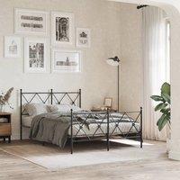 Berkfield Home Metal Bed Frame without Mattress with Footboard Black 120x200cm | Size: Small Double