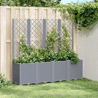 Berkfield Home Garden Planter with Trellis Blue Grey 160x40x140 cm PP | Size: 160 x 40 x 140 cm
