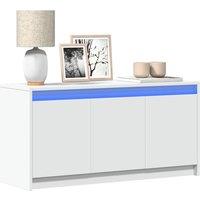 TV Cabinet with LED White 100x34x50 cm Engineered Wood
