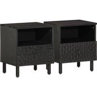 Berkfield Home Bedside Cabinets 2 pcs Black 40x33x46 cm Solid Wood Mango | Size: 40 x 33 x 46 cm