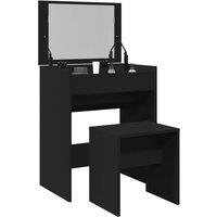 Berkfield Home Dressing Table & Stool Black 60x40x113.5 cm
