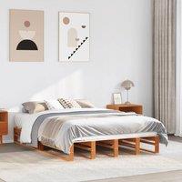 Berkfield Home Bed Frame without Mattress Wax Brown 120x200 cm Solid Wood Pine | Size: Small Double