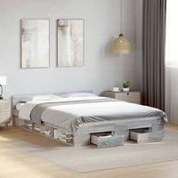 Berkfield Home Bed Frame with Drawers without Mattress Grey Sonoma 120x190 cm Small Double