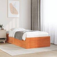 Bed Frame without Mattress Wax Brown 75x190 cm Small Single Solid Wood Pine