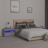 Berkfield Home Bedside Cabinets 2 pcs with LED Lights Grey Sonoma 60x35x40 cm | Size: 60 x 35 x 40 cm