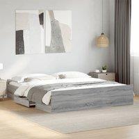 Berkfield Home Bed Frame with Drawers without Mattress Grey Sonoma 180x200 cm Super King