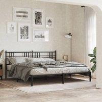 Berkfield Home Metal Bed Frame without Mattress with Headboard Black 183x213cm | Size: 183x213 cm