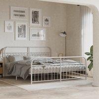 Berkfield Home Metal Bed Frame without Mattress with Footboard White 183x213cm | Size: 183x213 cm